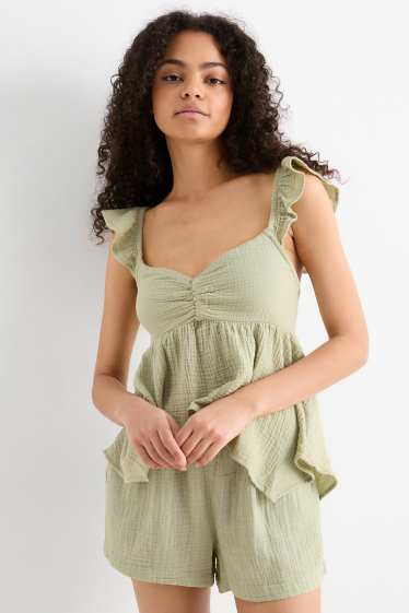 Femmes - Haut en mousseline - vert clair