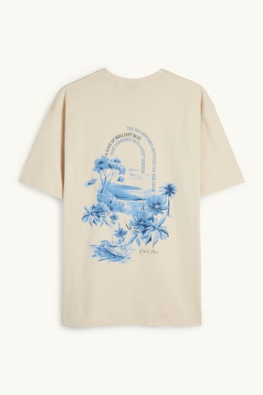 Hommes - T-shirt - relaxed fit - beige clair