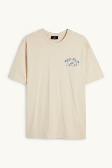 Hommes - T-shirt - relaxed fit - beige clair