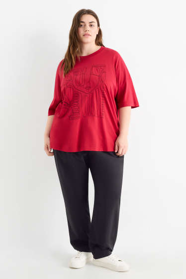 Femei - Pantaloni de stofă - talie medie - tapered fit - negru