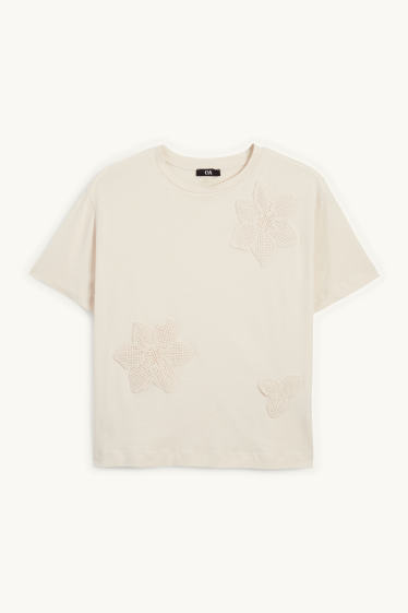 Femmes - T-shirt - relaxed fit - beige