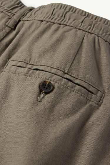 Heren - Shorts, deels van linnen - kaki