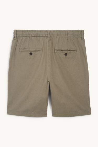 Heren - Shorts, deels van linnen - kaki
