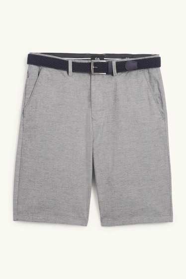 Uomo - Shorts con cintura - grigio