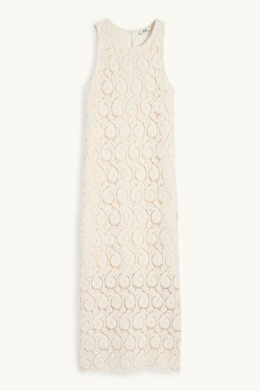 Femmes - Robe crochetée - blanc crème