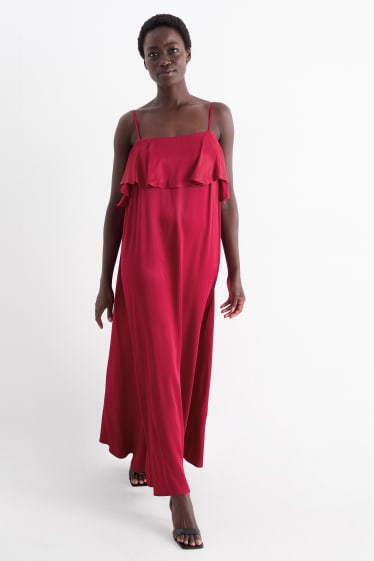 Damen - Satin-Kleid - rot