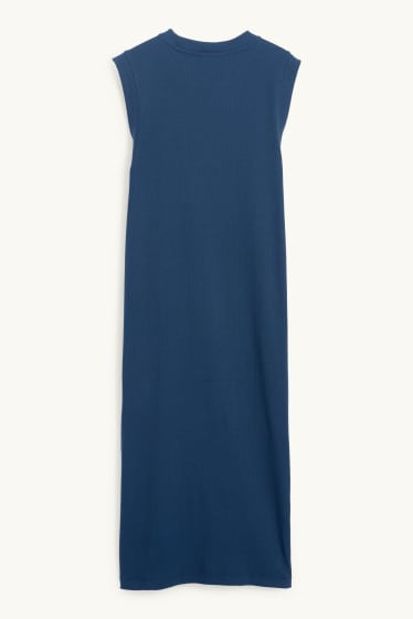 Dames - T-shirt-jurk - geribd - donkerblauw