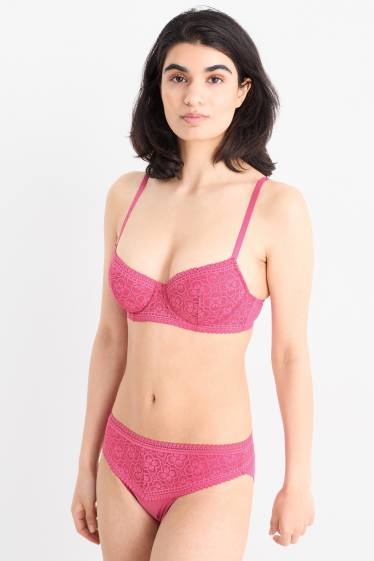 Donna - Reggiseno con ferretti - DEMI - imbottito - fucsia