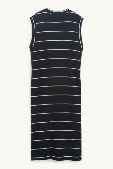 Femmes - Robe-T-shirt - finition côtelée - à rayures - noir / beige