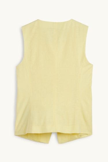 Femmes - Gilet sans manches - tailored fit - lin mélangé - jaune clair