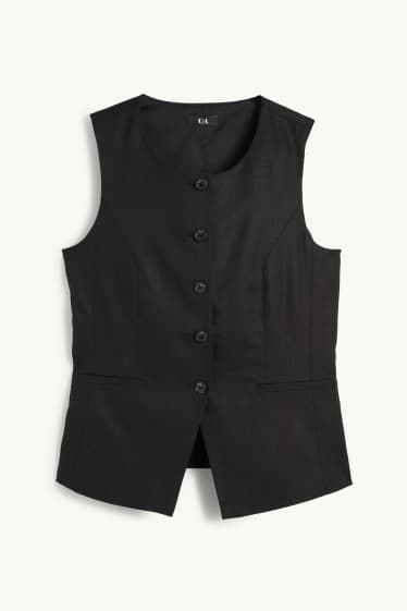 Damen - Weste - Tailored Fit - Leinen-Mix - schwarz
