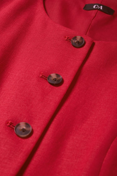 Women - Waistcoat - tailored fit - linen blend - dark red
