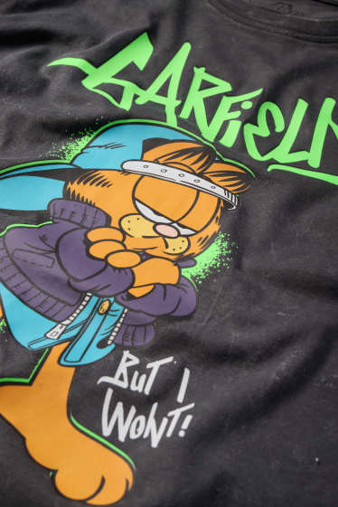 Děti - chlapci - Garfield - tričko s krátkým rukávem - tmavošedá