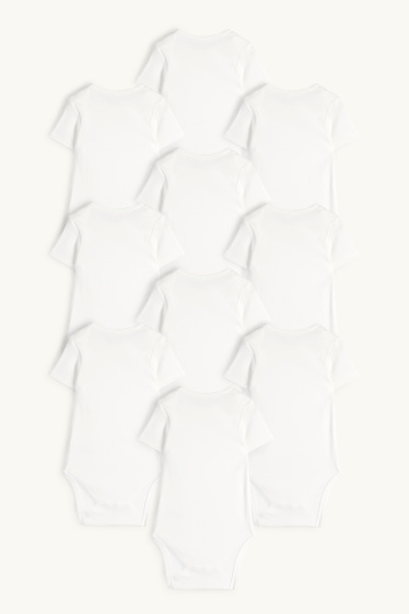 Unisexe - Lot de 10 - bodys bébé - blanc crème