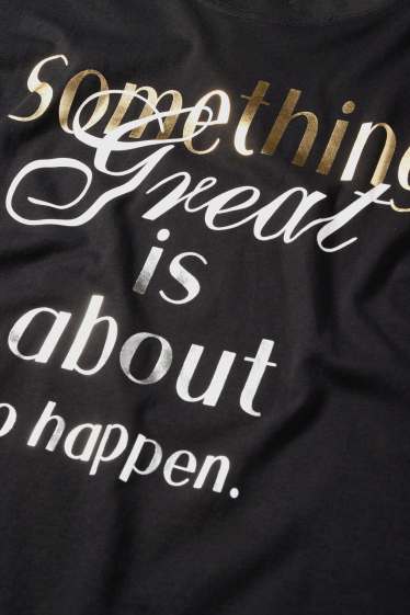 Femmes - T-shirt - Oversize - finition brillante - noir