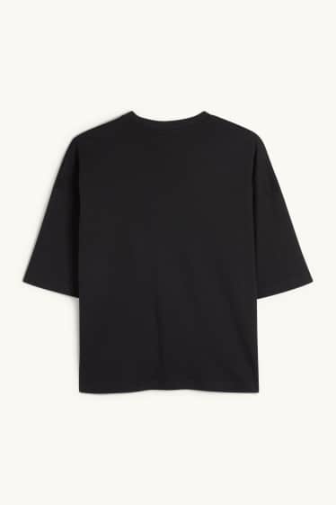 Femmes - T-shirt - Oversize - finition brillante - noir