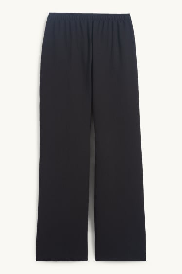 Women - Cloth trousers - mid-rise waist - wide leg - black