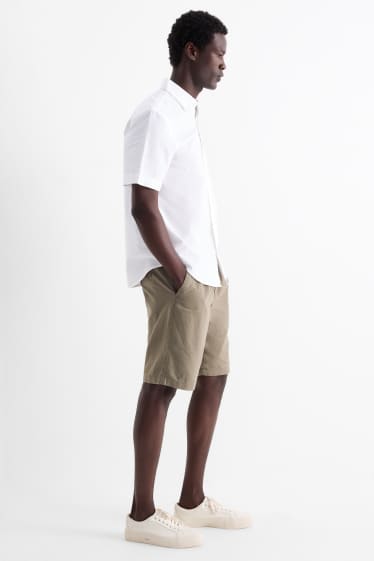 Heren - Shorts, deels van linnen - kaki