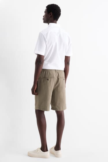 Heren - Shorts, deels van linnen - kaki
