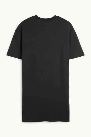 Dames - T-shirt-jurk - zwart