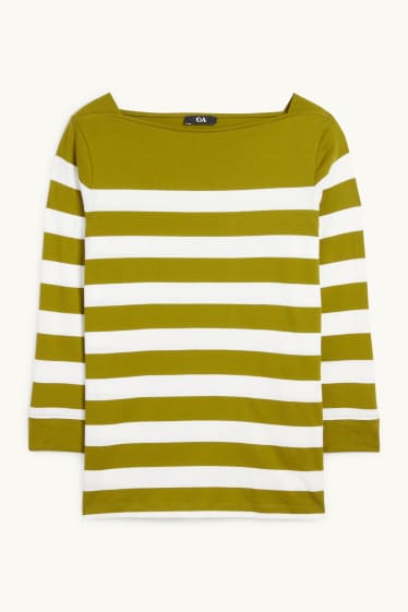 Dames - Longsleeve - gestreept - groen