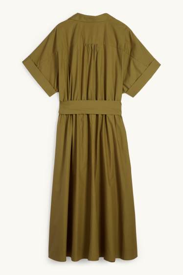Femmes - Robe-chemisier à ceinture - kaki