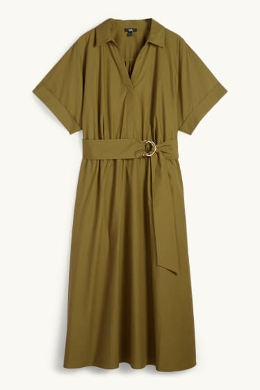 Femmes - Robe-chemisier à ceinture - kaki
