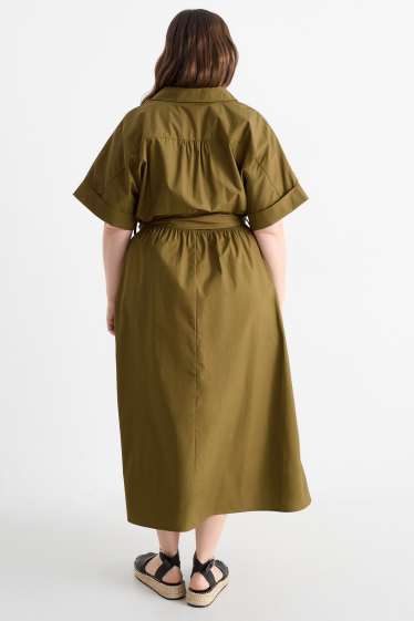 Femmes - Robe-chemisier à ceinture - kaki