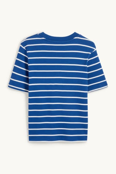 Dona - Samarreta de màniga curta - slim fit - de ratlles - blau/blanc