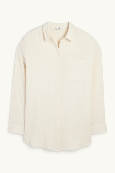 Donna - Blusa di mussola - beige chiaro