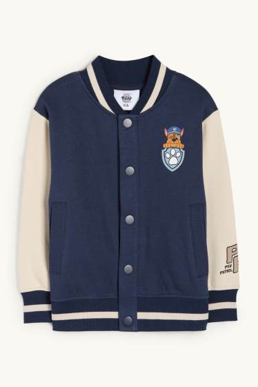 Enfants garçons - La Pat’ Patrouille - Chase, Marcus, Ruben, Zuma - veste style campus - bleu foncé