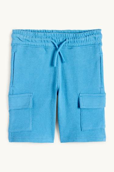 Bambini - Bermuda cargo di felpa - blu