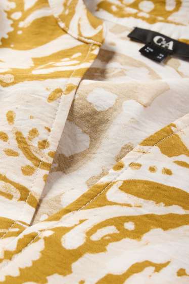 Femmes - Robe à col V - à motif - orange foncé