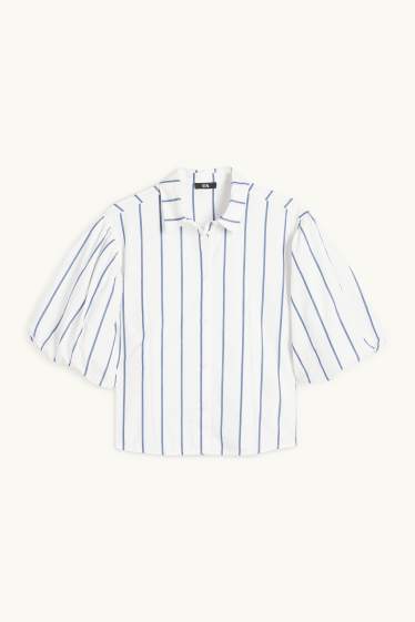 Damen - Bluse - gestreift - weiss