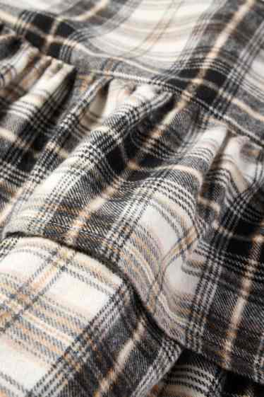 Kinder Mädchen - Flanell-Rock - kariert - beige