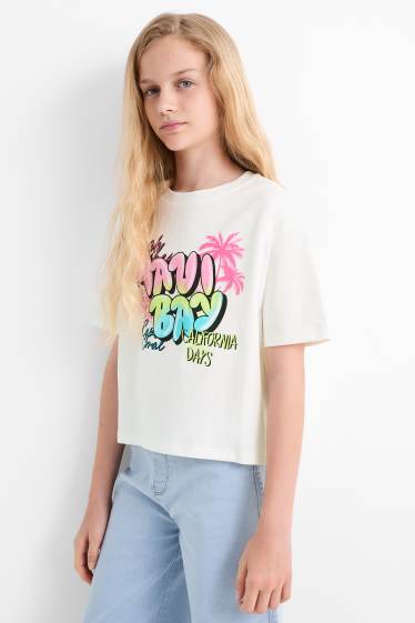 Bambine - Confezione da 2 - graffiti - maglia a maniche corte - nero / bianco