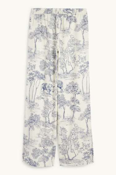 Women - Rangsutra x C&A - cloth trousers - high waist - palazzo - dark blue / creme white