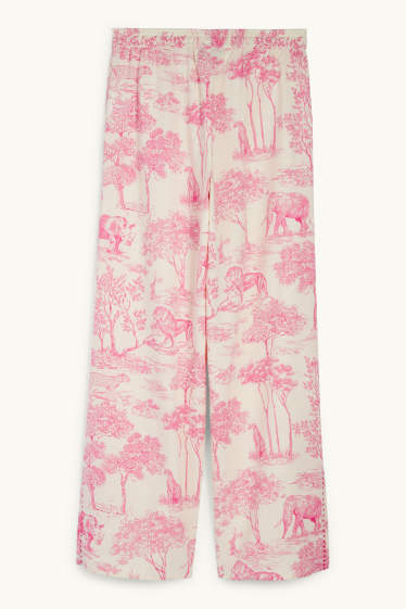 Damen - Rangsutra x C&A - Stoffhose - High Waist - Palazzo - weiß / rosa