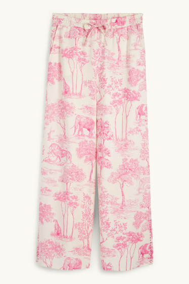 Damen - Rangsutra x C&A - Stoffhose - High Waist - Palazzo - weiß / rosa