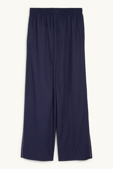 Femmes - Rangsutra x C&A - pantalon en tissu - high waist - Palazzo - bleu foncé