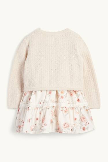 Bébés filles - Petites fleurs - tenue bébé - 2 pièces - blanc crème