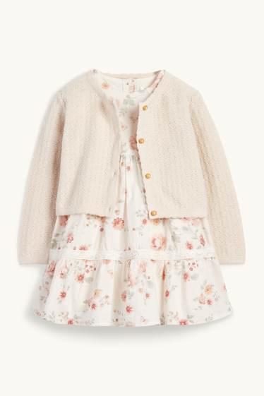 Bébés filles - Petites fleurs - tenue bébé - 2 pièces - blanc crème