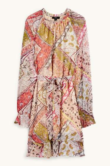 Women - Chiffon dress - patterned - multicoloured