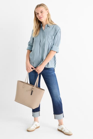 Femmes - Grand cabas - matière synthétique - beige clair