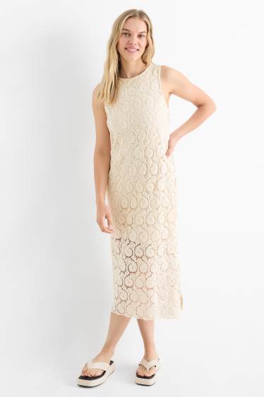Femmes - Robe crochetée - blanc crème
