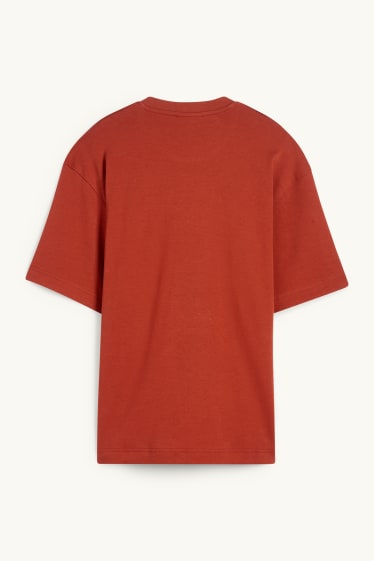Heren - T-shirt - relaxed fit - bruin