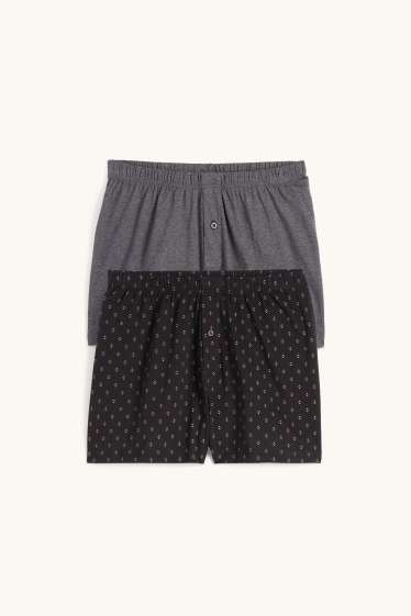 Hommes - Lot de 2 - caleçons - jersey - gris foncé