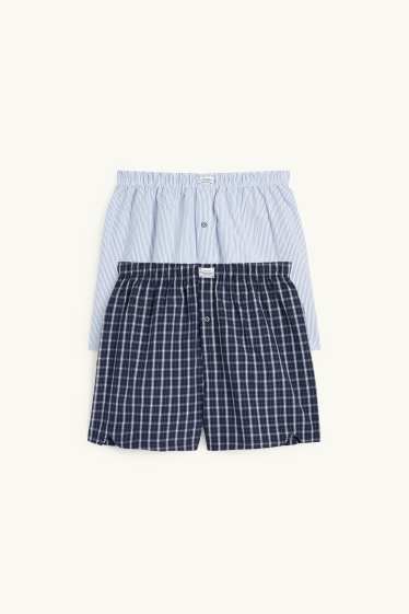 Herren - Multipack 2er - Boxershorts - gewebt - kariert - dunkelblau