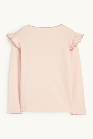Kinder Mädchen - Gänse und Haus - Langarmshirt - Glanz-Effekt - rosa