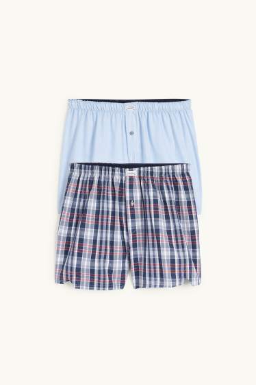 Hommes - Lot de 2 - caleçons - en tissu - bleu foncé